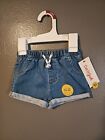 Cat and Jack Baby Blue Stretch Rolled Cuff Jean Shorts Sz 3-6 MO NWT
