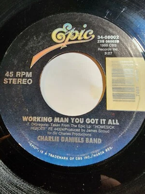 Charlie Daniels Band- Working Man - Got It All/Boogie Woogie Fiddle Blues VG F16 - Image 1 of 2