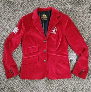LA MARTINA Saddlery Red Velvet Blazer Jacket Size 42 EU 38 UK 10 US 8 - Picture 1 of 13