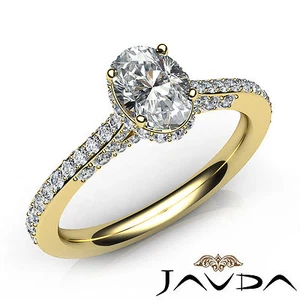 Bridge Accent Oval Cut Diamond Engagement Pave Set Ring GIA D Color VVS1 1.15Ct - Picture 1 of 12