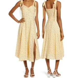 Bardot Floral Ditsy Sweetheart Neck Tie Strap Shoulder Midi Dress Size Small - Picture 1 of 13