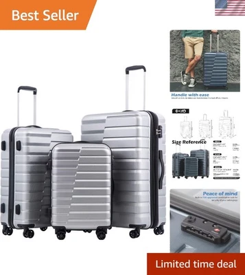 Elegante juego de equipaje rígido de 3 piezas con bloqueo TSA y ruedas giratorias - plateado Foto 1 de 4