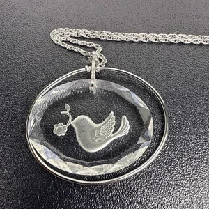 Vintage Punze Kristall Frieden Taube Vogel Anhänger 20" Halskette - Bild 1 von 10