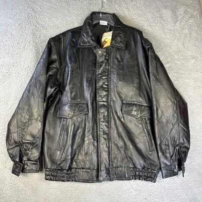 Chaqueta de Cuero Flight Path Para Hombre XXL Negra Bombardero Motocicleta NUEVO Foto 1 de 4
