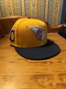 MLB Cleveland Guardians Blue C Patch Yellow New Era 59Fifty 7 1/8 Hat/Cap NWOT - Picture 1 of 3