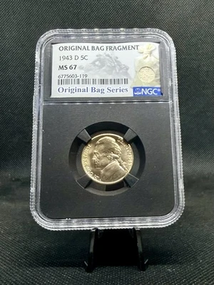 1943-D Jefferson Nickel NGC MS67 Original Bag Fragment Holder! - Image 1 of 4