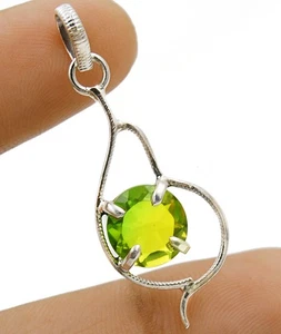 Natural Peridot 925 Solid Sterling Silver Pendant 1 2/3" Long @B6-3 - Picture 1 of 1