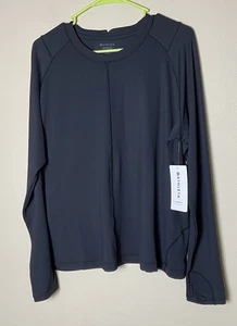 NWT $69 Womens 1X Athleta Sunchaser UPF Black Long Sleeve Top - Picture 1 of 8