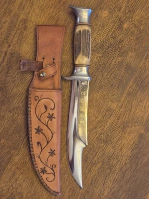 CUCHILLO Y FUNDA HOJA FIJA BOWIE ALEMÁN SOLINGEN MANGO CIERVO MARCA EDGE 469 Foto 1 de 4