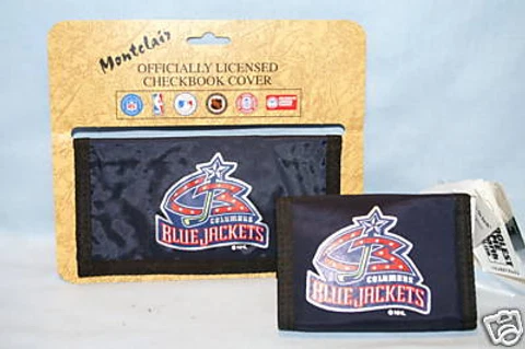 COLUMBUS BLUE JACKETS  Nylon TriFold WALLET & CHECKBOOK "Original Primary Logo" Cover