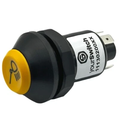 11130200XX Druckschalter mit Arretierung: "Arbeitsscheinwerfer" 12V kompatibel - Bild 1 von 3
