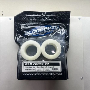 JConcepts Bar Codes V2 1/10th Rear Buggy Green Compound Tires 3033-02 - Picture 1 of 8