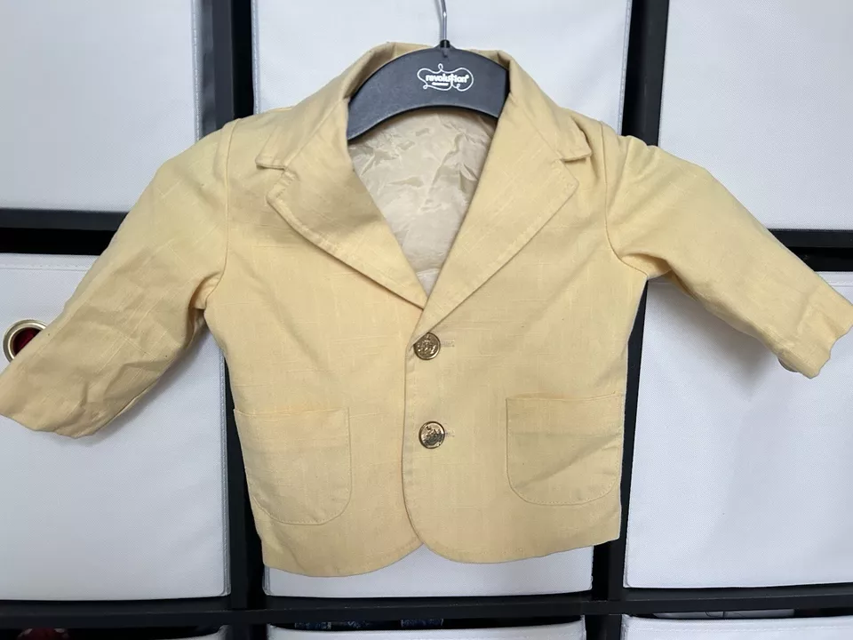 Blazer Traje Chaqueta Vintage Años 70 Bebés Niños 2T Meses Amarillo Pascua Abotonada Foto 1 de 4