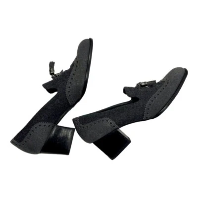 Stuart Weitzman Womens Grey Charcoal Mid Block Heel Tassel Loafers Size 9.5M - Image 1 of 4