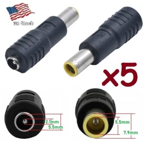 Enchufe macho x5 DC 7,9 x 5,5 mm a 5,5 x 2,1 mm hembra adaptador de corriente continua conector para computadora portátil - Imagen 1 de 6