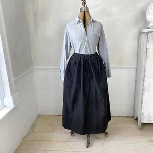 AMAZING Heavy Wool Work Apron Work Skirt France Antique Skirt apron Striped Woo - Picture 1 of 10