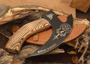 Viking Pizza Cutter Axe Handmade Carbon Steel Custom Hatchet Tomahawk Hand. - Picture 1 of 9
