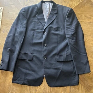 J Ferrar Black  2 Piece Suit S40 100% Wool/Lana Pants 34x30 - Picture 1 of 14