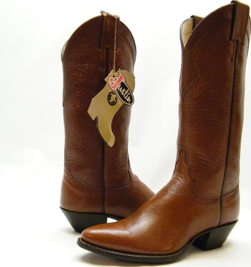 BOTAS VAQUERAS VINTAGE MUJER JUSTIN 6379 CUERO MARRÓN VESTIDO TALLA 5 B 5B Foto 1 de 1