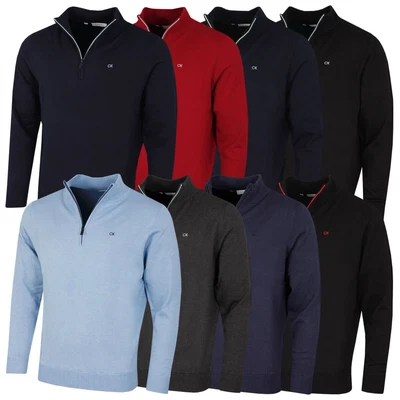 Calvin Klein Mens 2025 Campus 1/2 Zip All Season Easy Care Sweater 43% OFF RRP