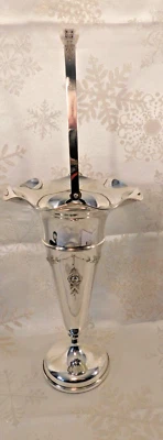 Jarrón cesta plata de ley - Florero con asa - Mesa listo - Diseño floral Foto 1 de 4