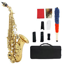 Professional Soprano Saxophone Brass Golden Carve Pattern Bb Sax Full Set O4Y1
