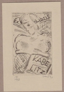 Exlibris - HANS VENT - For Kabelitz - Signed - 1991 - C4/C6 - Erotic Nude - Imagen 1 de 1