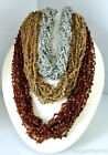 Vtg Lot 3 Seed Bead Gold Silver Brown Necklace Choker