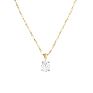Colgante de oro amarillo sólido de 14 K de 18" con diamantes cultivados en laboratorio de corte ovalado de 1,00 quilates para mujer - Imagen 1 de 9