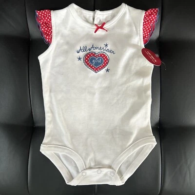 “carters Romper Size 6M 100% Cotton  USA Patriotic Flag July 4th  American Girl - Image 1 of 4