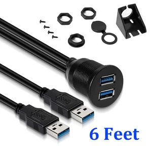 Adattatore cavo prolunga doppio USB pannello porta USB AUX cruscotto auto 6 piedi - Foto 1 di 8