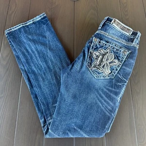 Rock Revival Jeans donna 29x32 stivaletto curvy vita alta blu denim impreziosito LEGGI - Foto 1 di 21