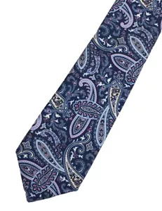 Daniel Cremieux siebenfache blaue Seidenkrawatte Paisleymuster hergestellt in Italien 120 $ SCHÖN - Bild 1 von 5