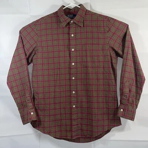 Men's Large Ralph Lauren Long Sleeve Flannel Button Up Shirt Red Green Christmas - Picture 1 of 7