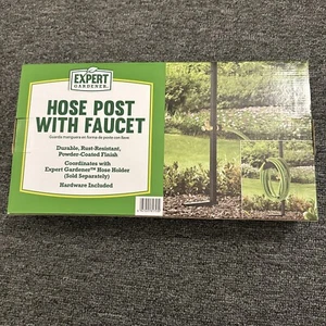 Expert Gardener Matte Black Durable Rust Resistant Hose Post with Faucet New - Picture 1 of 2