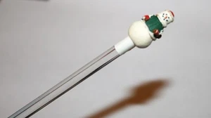 Snow Man Glass Swizzle Stick #3 - Picture 1 of 3