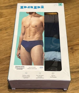 Papi Mens Low Rise Briefs Size Small 28-30 Underwear 6 Pairs Premium Cotton New - Picture 1 of 8