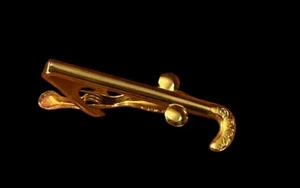Vintage Tie Clip Tie Bar Mallet Golf Field Hockey Double Ball Design Gold Tone - Picture 1 of 3