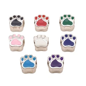 40Pcs Alloy Enamel European Bear Paw Prints Large Hole Beads 10mm DIY Crafting - Picture 1 of 4