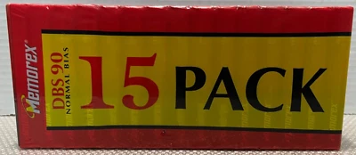 Кассетная лента Memorex DBS 90 мин Normal Bias упаковка 15 шт. совершенно новая запечатанная 1997 г. - Изображение 1 из 4