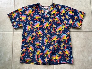 Lot 3 Nursing Uniform Scrub Tops Women S-Colorful Fish Pattern+Cat Hearts+White - Picture 1 of 9