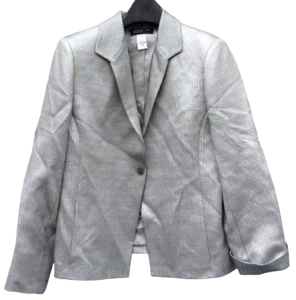 16 XL Silver JONES NEW YORK Dog Show Jacket Lined Pockets Elegant Glamorous EUC - Picture 1 of 3
