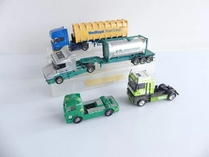 HERPA 1:87 / 4 CAMIONS / SCANIA X 2 / MERCEDES / RENAULT + 2 REMORQUES - Picture 1 of 6