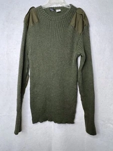 Military Olive Green Sweater Remploy Men's Medium Larg 100% Wool Imperfect - Picture 1 of 15
