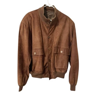 Vintage Cole Haan Dark Brown Suede Bomber Jacket - Image 1 of 4