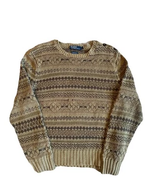 Suéter Vintage Años 90 Polo Ralph Lauren Tejido a Mano, Western Marrón y Tostado Talla XL Foto 1 de 4
