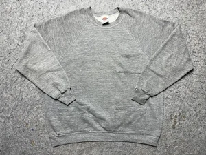 VINTAGE Dickies Sweatshirt Mens XL Raglan Tri-Blend Work Pockets Made USA 80s - Picture 1 of 11