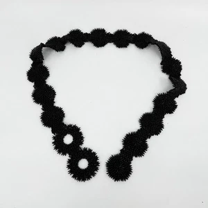 Vintage Handcrafted Ipil Apple Seed Belt Black Rosettes Size - Picture 1 of 4