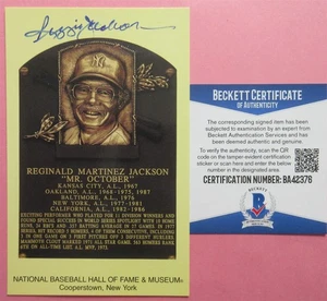 Reggie Jackson Signed HOF Plaque Postcard - Beckett BAS - Picture 1 of 1