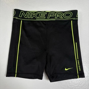 Nike Pro Girls Compression Shorts Size Youth Large Black Neon Detail FZ5614-010 - Picture 1 of 5